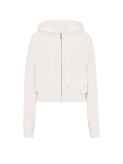 Angel Terry Crop Full-Zip Hoodie