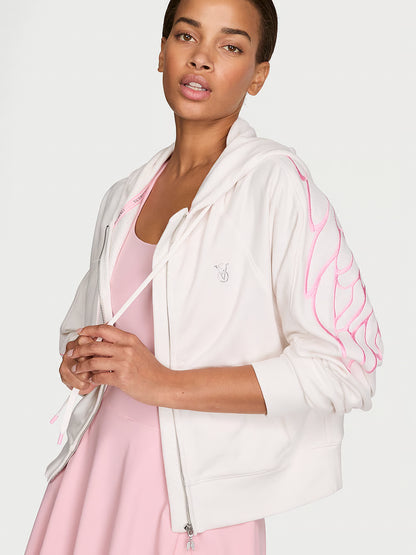Angel Terry Crop Full-Zip Hoodie