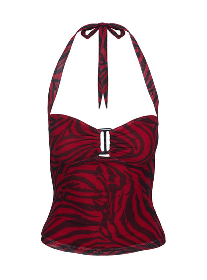 Red Zebra Halter Top